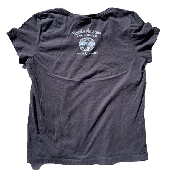 Harley Davidson Thunder Mountain Loveland Colorado Black Shirt Women’s XL - Picture 2 of 5